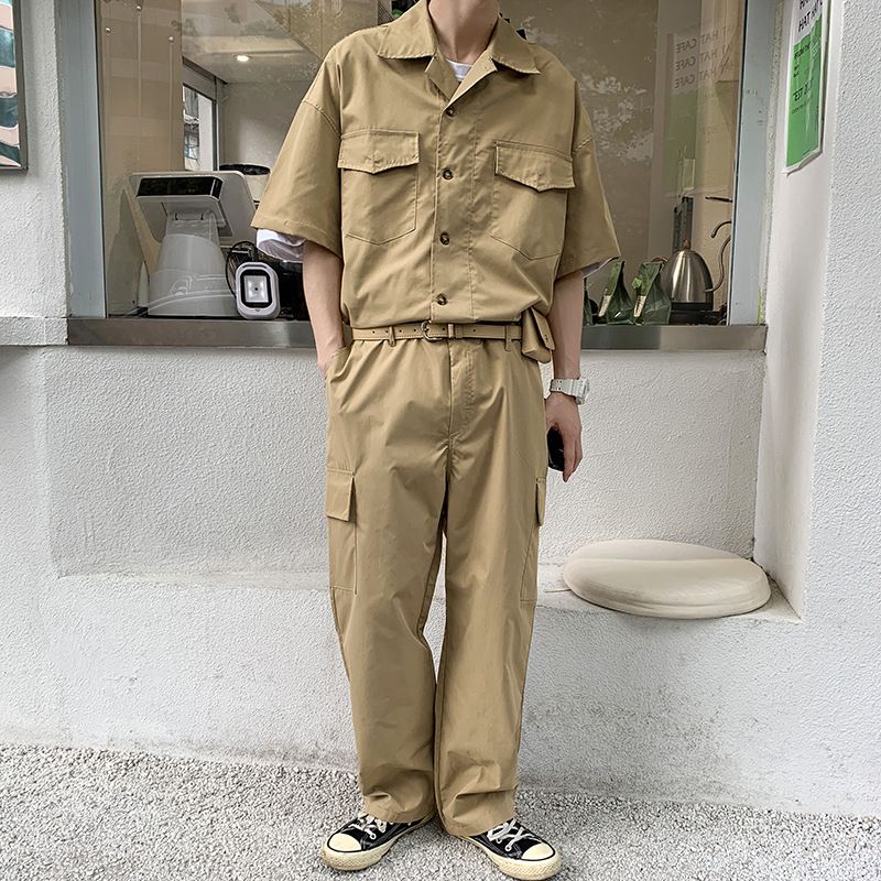 Men's Jumpsuit Suit Thin Set With Handsome New Jumpsuit Trousers Overalls_voghion.com