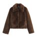 Cross-Border European And American Leather Effect Lapel Long Sleeve Woolen Coat 2025 Winter Fashion B88792_voghion.com