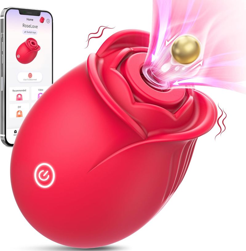 Rose Sex Toy Adult Toys - APP Control Rose Vibrator For Women Sex Toys With 5 Sucking & Vibrating Modes, G Spot Vibrator Adult Sex Toys,_voghion.com