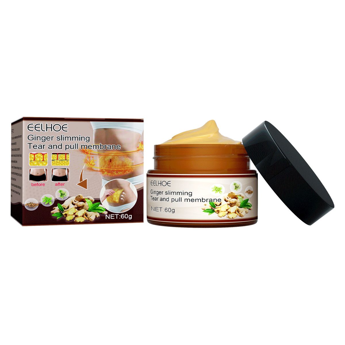 EELHOE alakformáló film, testzsírégető, nem melegítő iszap-gyömbéres moxibustion a hideg és meleg elűzésére, valamint a combok feszesítésére._voghion.com