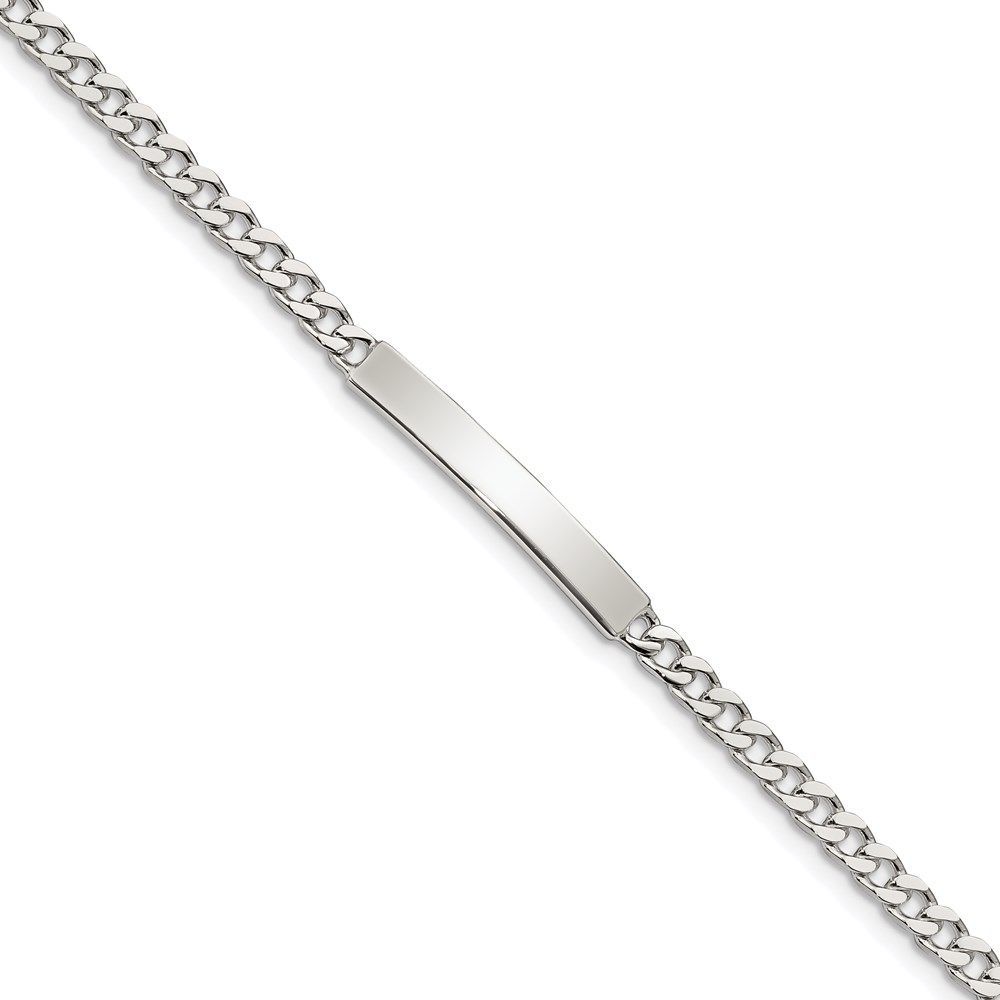 Sterling Silver Polished Engraveable Curb Link ID Bracelet_voghion.com