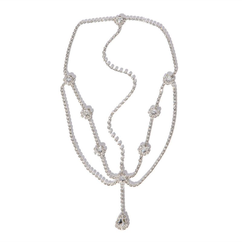 Colgante de centro de cejas de moda con diamantes de imitación de gotas de agua de diseño minimalista, accesorio para la frente, cadena para el cabello_voghion.com