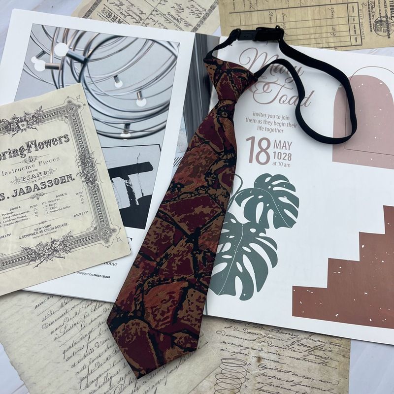 Vintage-Streifenhemd für Damen, florales Karomuster, Unisex-Studentenhemd, kleine Krawatte, bedruckt, vielseitig, College-Trend_voghion.com