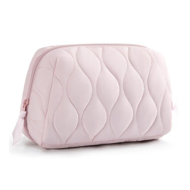 Borse da donna Nuovo beauty case impermeabile trapuntato con piume, contenitore per cosmetici, imbottito, da viaggio, con cerniera, portatile_voghion.com