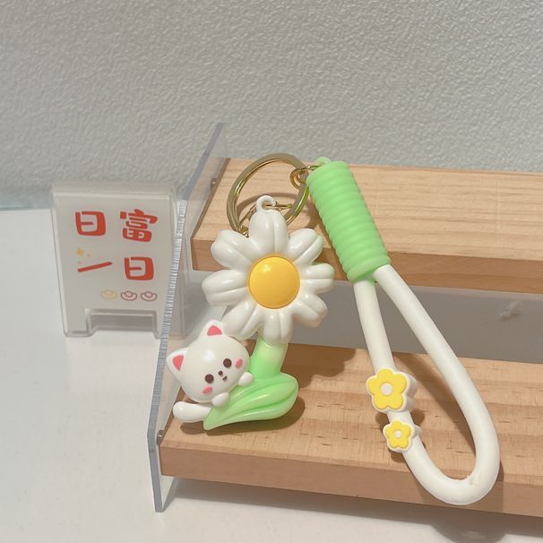 Portachiavi creativo luminoso e carino a forma di gatto, in peluche, a forma di fiore, per zaino da donna, da appendere all'auto, piccolo regalo._voghion.com