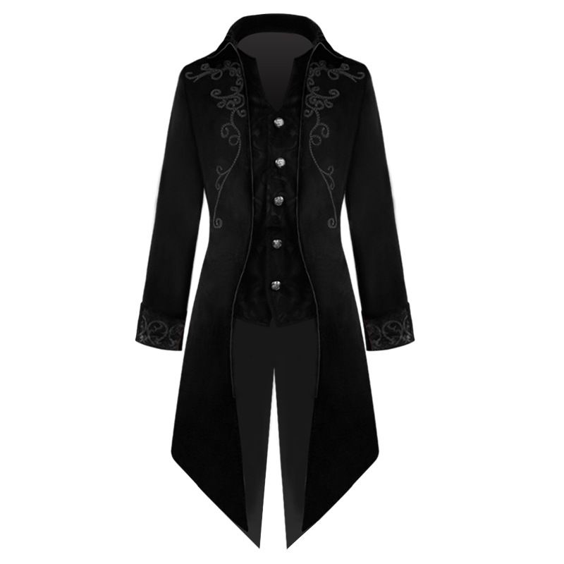 Men's Halloween Vampire Coat Solid Color Fashion Steampunk Retro Men's Made_voghion.com