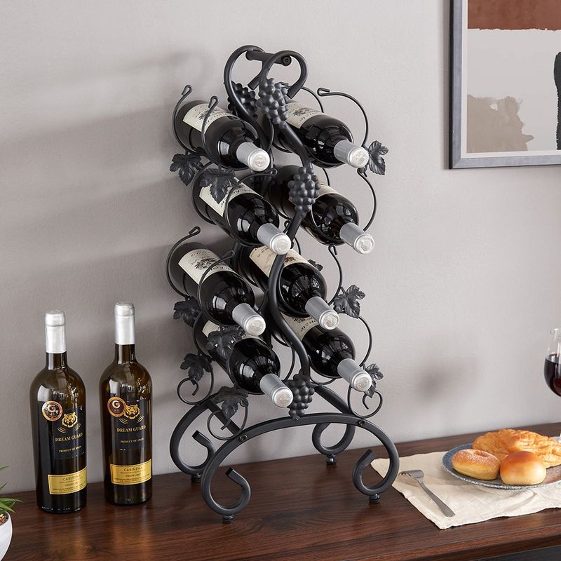 8-Bottle Freestanding Metal Wine Rack, Portable,4-Tier For Desktop,Restaurant,Wine Cellar_voghion.com