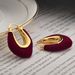 Herbst Winter Neue Mode Ancora Rot Samt Ohr Clips Licht High-end Elegante Ohrringe Schmuck_voghion.com