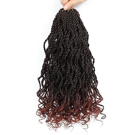 18" Senegalese Twist Perücke - gewellte schmutzige Zöpfe, lockiges Kunsthaar, leichtes und natürliches Aussehen_voghion.com