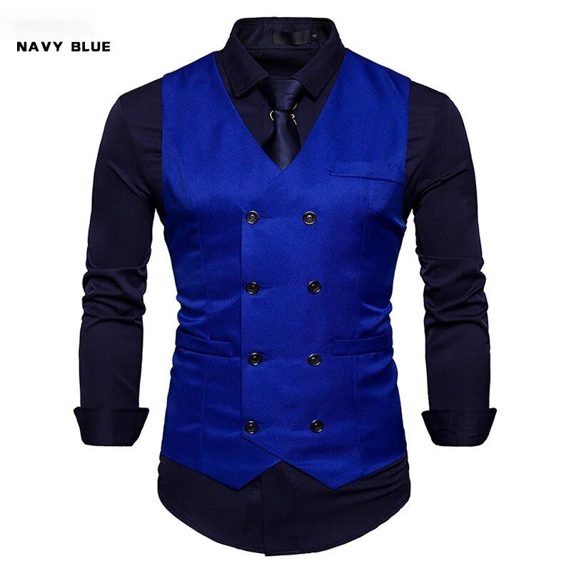 Neue Mode für Herren, zweireihig, formell, lässig, Tanktop und Weste, Mantel M31_voghion.com