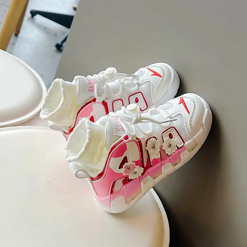 Marque 2024 Nouvelle Été Rose Chunky Baskets Respirant Maille Épaisse Semelle Filles Sport Mode Décontracté Papa Chaussures Femme_voghion.com