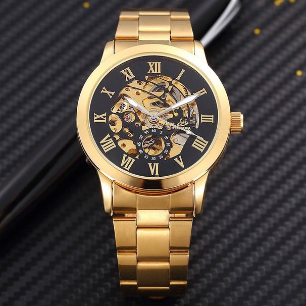 SHENHUA Men's Quick Sell Gold Fully Automatic Mechanical Steel Strip Watch Double Sided Hollow Multi Color WATCH Watch_voghion.com