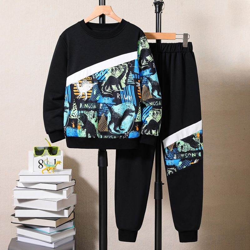 Teenage and guys little young men clothing sweatshirt suit long sleeved trousers sports suit children's two piece suit trendy_voghion.com