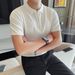 Men's Clothing Half Zipper Lapel Knitted Shirt Short Sleeve Fashion Slim Ice Silk Collar T Shirt_voghion.com