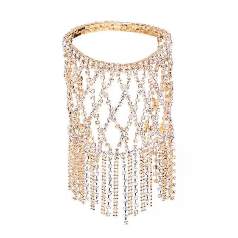 Personalized full diamond tassel bracelet, Bohemian sexy sparkling hand accessory for women Bracelet_voghion.com