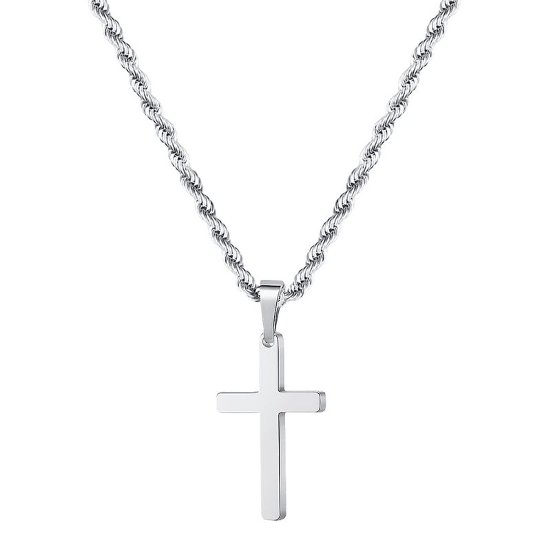 Hot Selling Gold Cross Stainless Steel Necklace Men's Personality Hip Hop Versatile Double Layer Stacked Chain_voghion.com