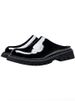 Special Offer Big Sale Genuine Closed Toe Men's Platform Thick Sole Casual Glossy Half Slippers Leather Without Heel_voghion.com