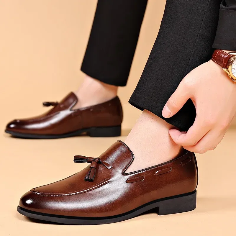 Men's Leather Shoes Fashion Business Casual Formal Dress Shoe Designer Loafers Moccasins Luxury Wedding Shoes For Men Big Size48_voghion.com
