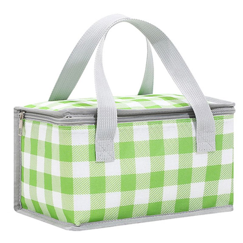 Insulated Picnic Bag Dual Zippers Plaid Lunch Tote Bag Large Capacity Soft Cooler Bag Multifunction for Outdoor Beach BBQ_voghion.com