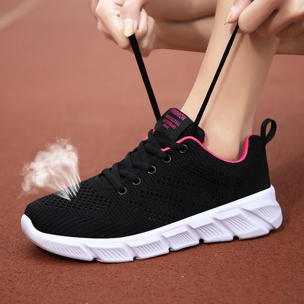 Hollow out single women's flat heel breathable sports shoes, versatile casual and lightweight mom's mesh shoes for_voghion.com