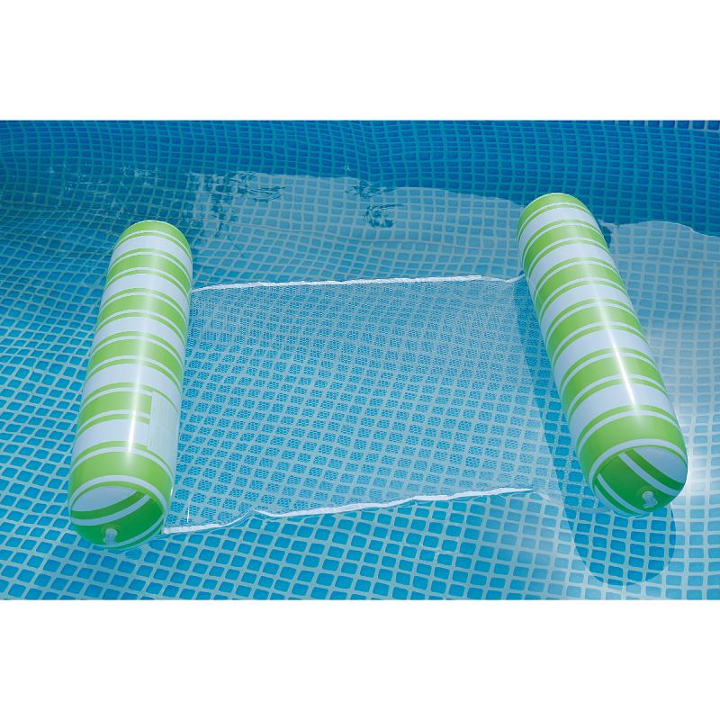 Aufblasbare Liege mit Streifenmuster – faltbare Rückenlehne und Netzgewebe (Zylinderförmige Schwimmhilfe für Erwachsene, schnelltrocknend und aus strapazierfähigem PVC)​_voghion.com