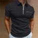 001 2023 Camisa polo de verano para hombre, color sólido, bolsillo, manga corta, cuello vuelto, camiseta informal, corte europeo y americano_voghion.com
