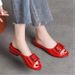 Mom's Comfortable Deep Cut Single Shoe, Anti Slip Leather Round Toe Plus Size Women's Shoes, Flat Bottom_voghion.com