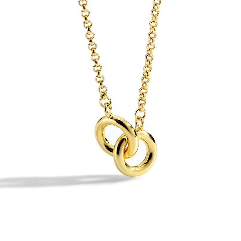 Collana con doppio anello placcato oro, stile freddo, ins, collana con cerchio in metallo, nuovi accessori_voghion.com