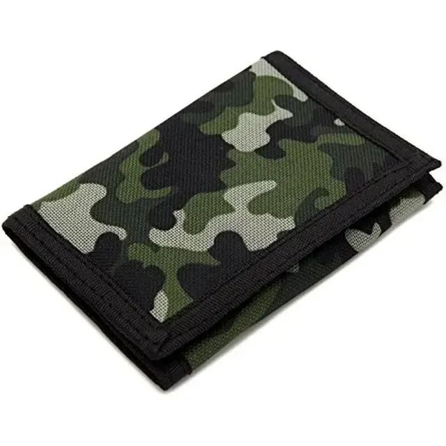 Men'S Wholesale Camouflage Fabric Wallet Folding Polyester Short Money Bag Boys Casual Trendy Wallets_voghion.com