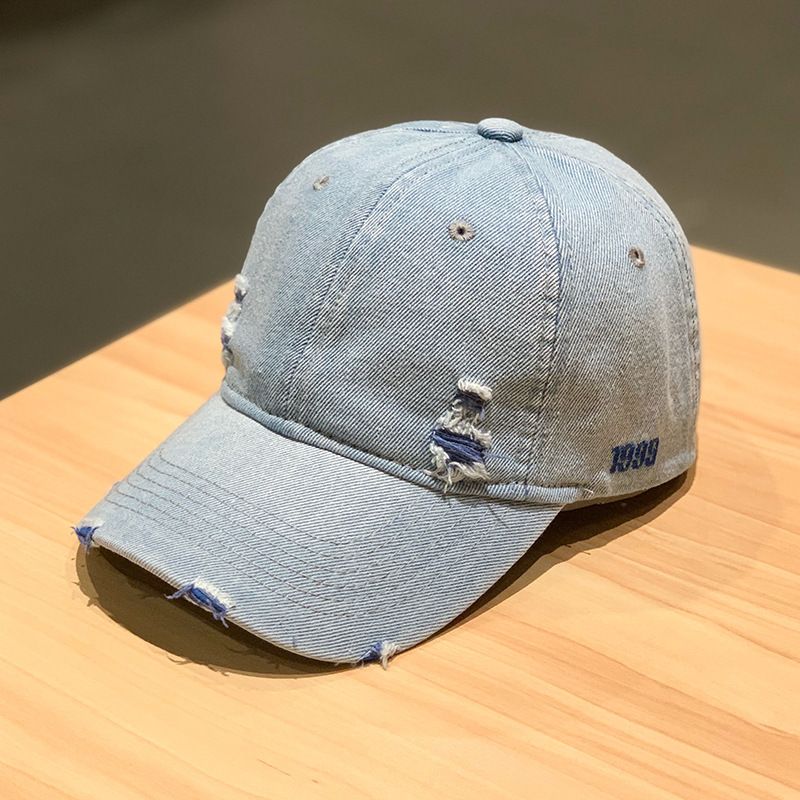 Saya solid color denim baseball personalized disressed old duckbill cap rendy men s and women s sree hip hop sun_voghion.com