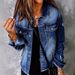 Women's Distressed Denim Jacket With Frayed Hem, Slim Fit Long Sleeve Vintage Coat, High Cotton Content (90%-95%) For Streetwear & Casual Style_voghion.com