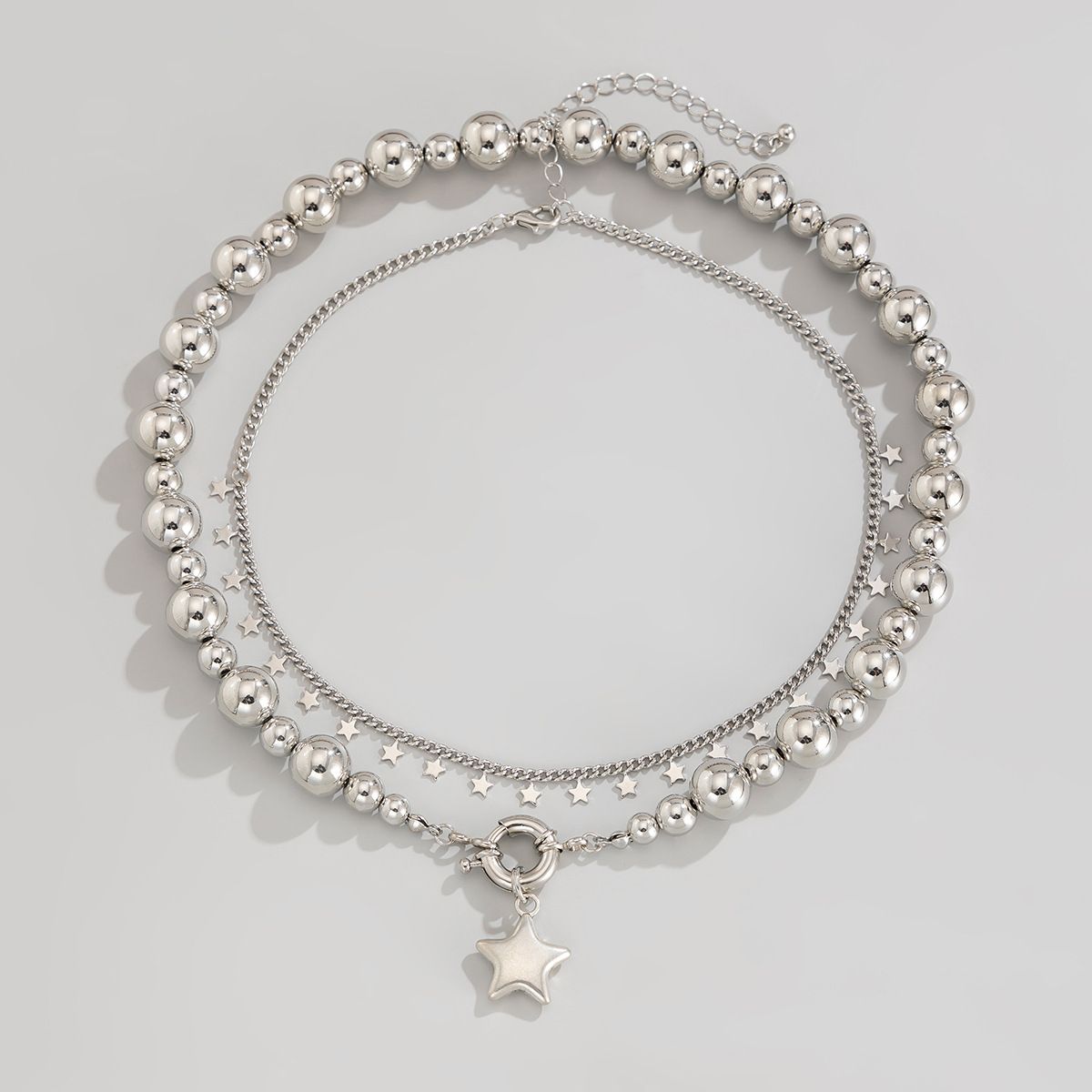 Collana con ciondolo a forma di stella a cinque punte in lega, semplice, di gioielli transfrontalieri europei e americani, collana di perline alla moda_voghion.com