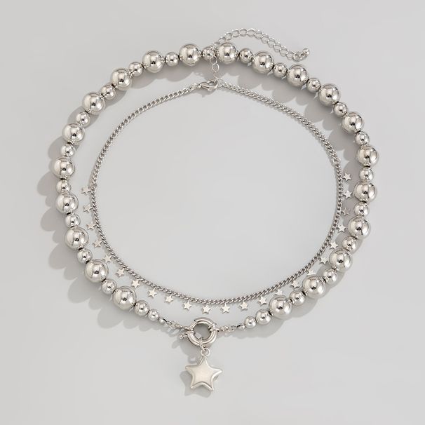 Collana con ciondolo a forma di stella a cinque punte in lega, semplice, di gioielli transfrontalieri europei e americani, collana di perline alla moda_voghion.com