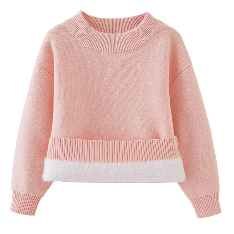 ​​Winterlicher Samt-Strickpullover für Mädchen – Weiches & warmes Rundhals-Oberteil für kalte Tage​​_voghion.com