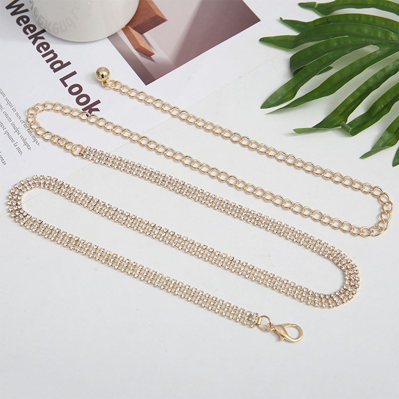 Catena per la vita con intarsi in lega di strass di colore solido lucido stile semplice casual all'ingrosso di gioielli K_voghion.com
