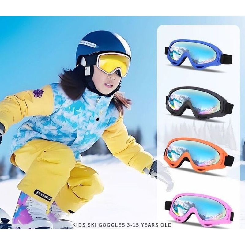 Children's Boys And Girls Double Layer Anti-Fog Winter Snow Snow-Proof Blind Ski Goggles Windproof Cycling Glasses_voghion.com