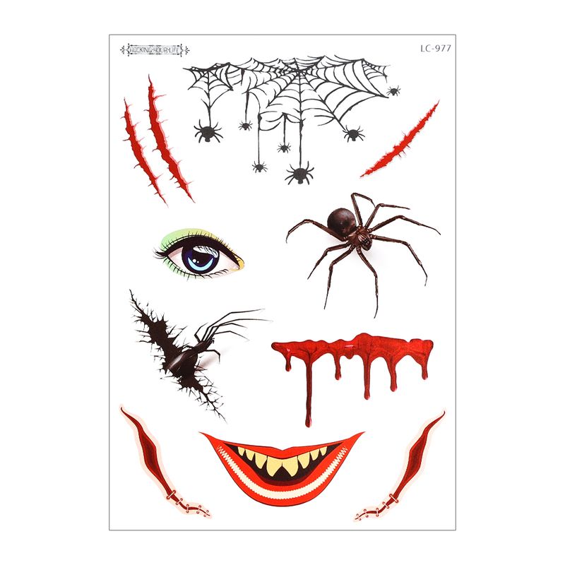 Wasserdichter Halloween-Tattoo-Aufkleber, Spinnennarbe, Narbe, Narbe, Narbe, Narbe, Narbe, Narbe, erschreckend, echtes Tempor_voghion.com