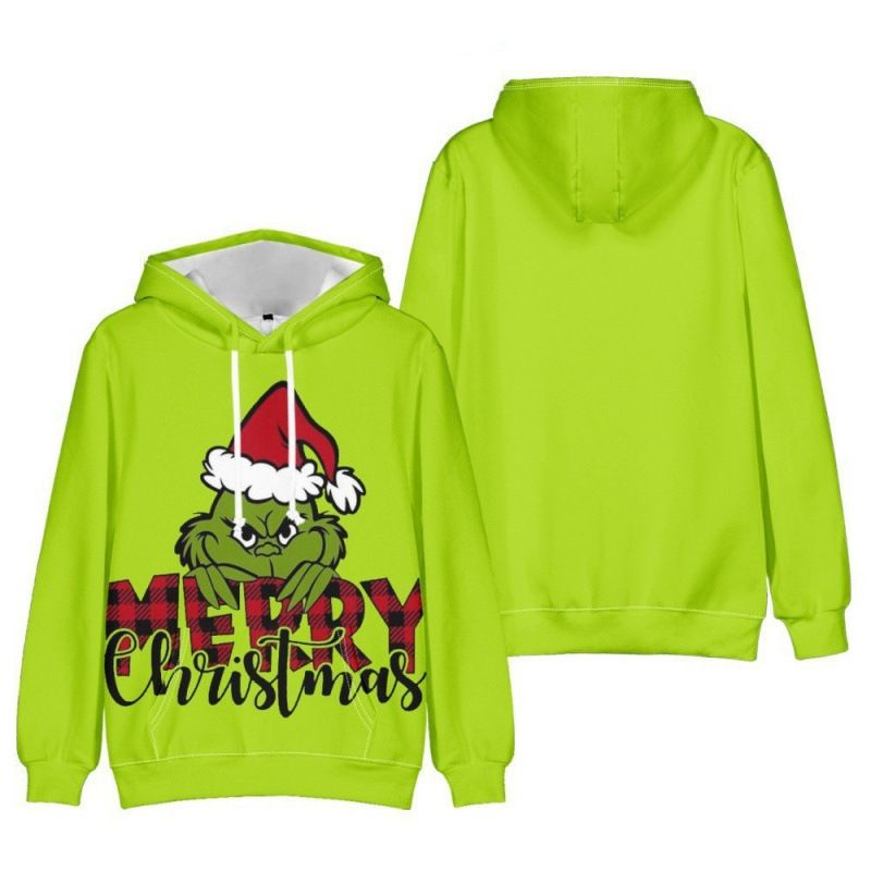 Sweat à capuche Grinch à impression numérique 3D pour femme, nouveau modèle de monstre vert_voghion.com