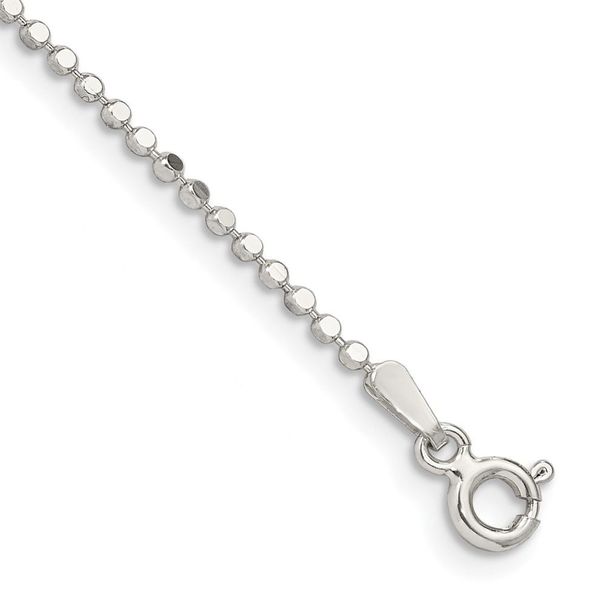 Sterling Silver 1.15mm Square Fancy Beaded Chain Anklet_voghion.com