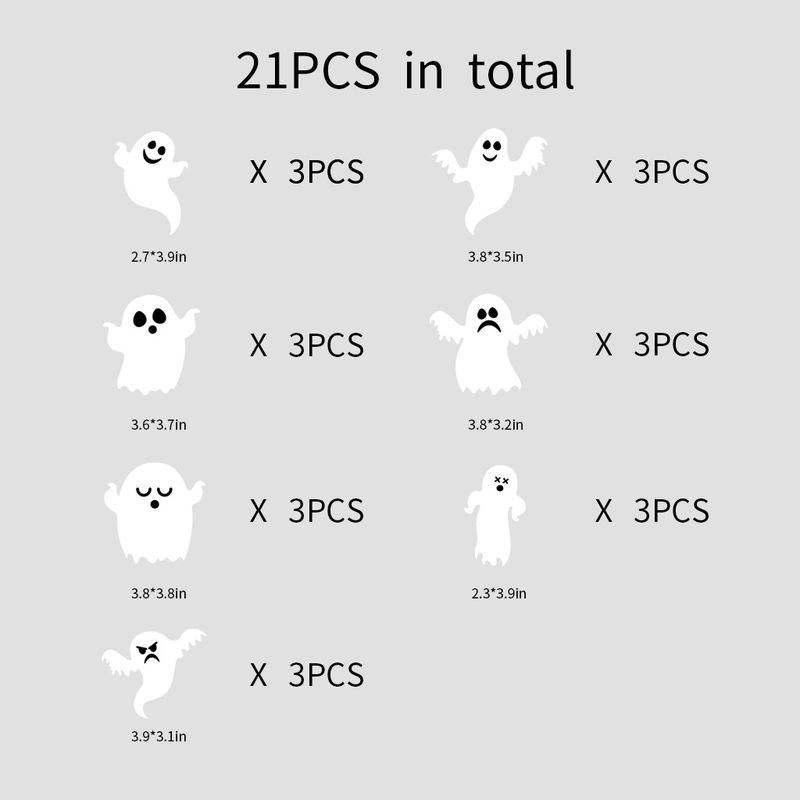 21PCS Halloween Horror Ghost PET Self Adhesive Paper Festival Party Pendant Decorative Wall Stickers_voghion.com