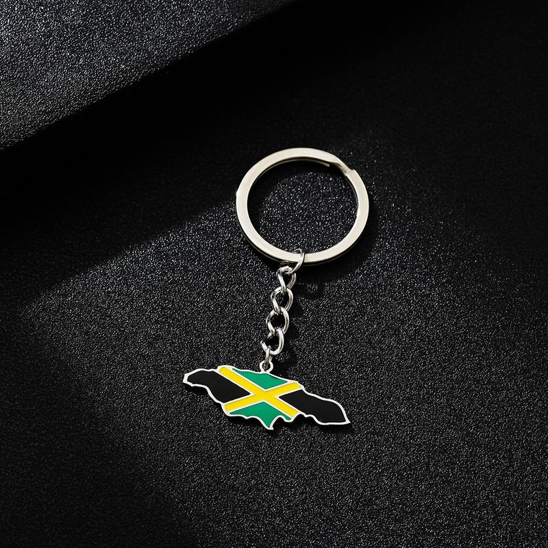 Jamaica Map Flag Keychain – Ethnic Stainless Steel Decorative Accessory For Men & Women_voghion.com