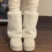 Winter Platform Apartment Warm Snow Fashion Sliding on Largas Boots Womens Comfortable Outdoor Add Cotton Shoes 241022_voghion.com