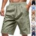 Pantaloncini estivi in lino da uomo - Pantaloncini da spiaggia casual traspiranti e comodi con elastico in vita, leggeri e ad asciugatura rapida_voghion.com