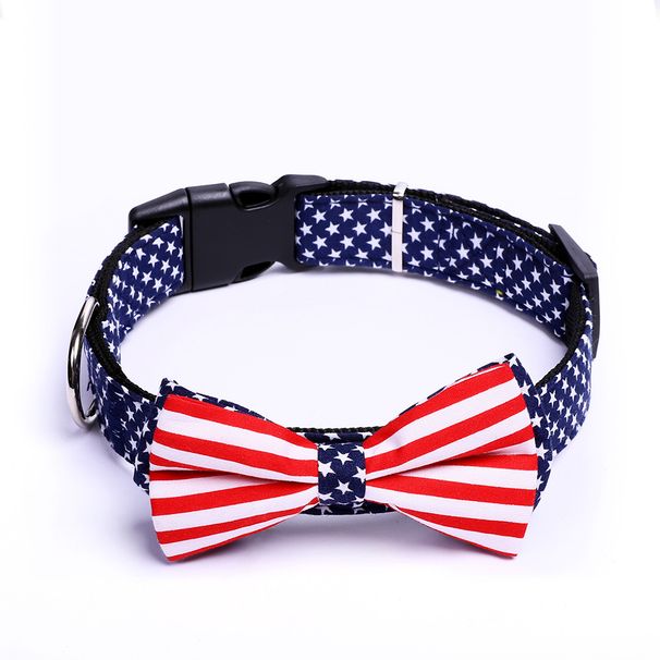 Butterfly Knot Pet Custom New American Flag Collar Printed Cat Dog Bow Tie_voghion.com