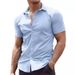 Herrenbekleidung Hemd Kurzarm Casual Button Down Strand_voghion.com