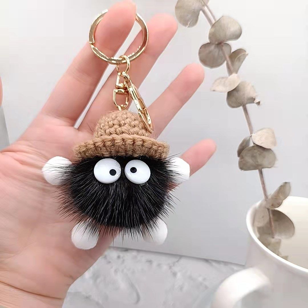 Dumb Small Coal Ball Plush Pendant Car Key Chain Pendant Cartoon Pendant Net Red Bag Plush Pendant_voghion.com