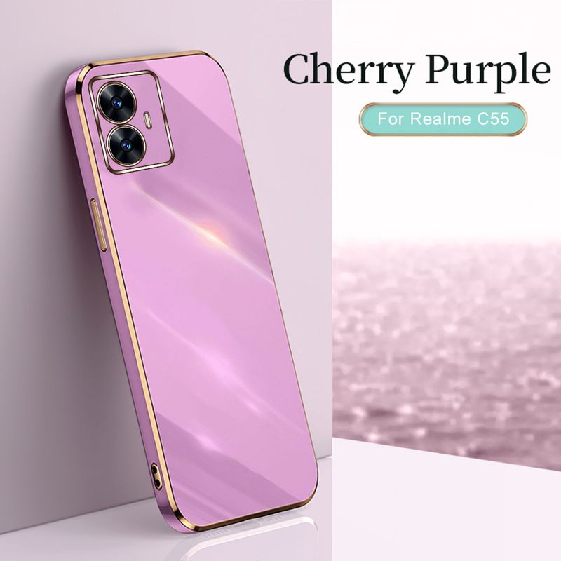Voor Realme C55 Case Straight Galvaniseren Zachte Siliconen Fundas RealmeC55 Realmi C 55 55C 4G RMX3710 Camera Shockproof slim Cover_voghion.com