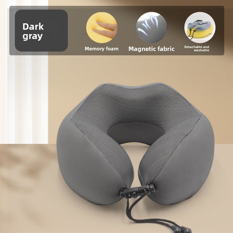 Almohada de espuma viscoelástica en forma de U para el descanso de la siesta, cabeza y cuello, ideal para avión._voghion.com
