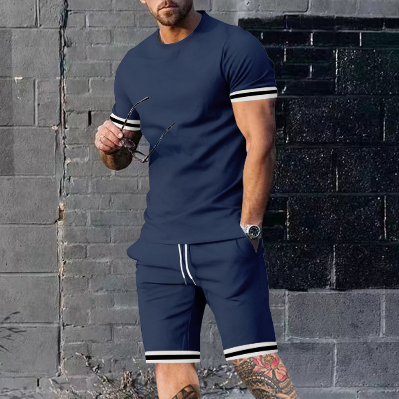 Abbigliamento da uomo Pantaloncini a manica corta da uomo moda set in due pezzi per il tempo libero sportivo giovanile_voghion.com