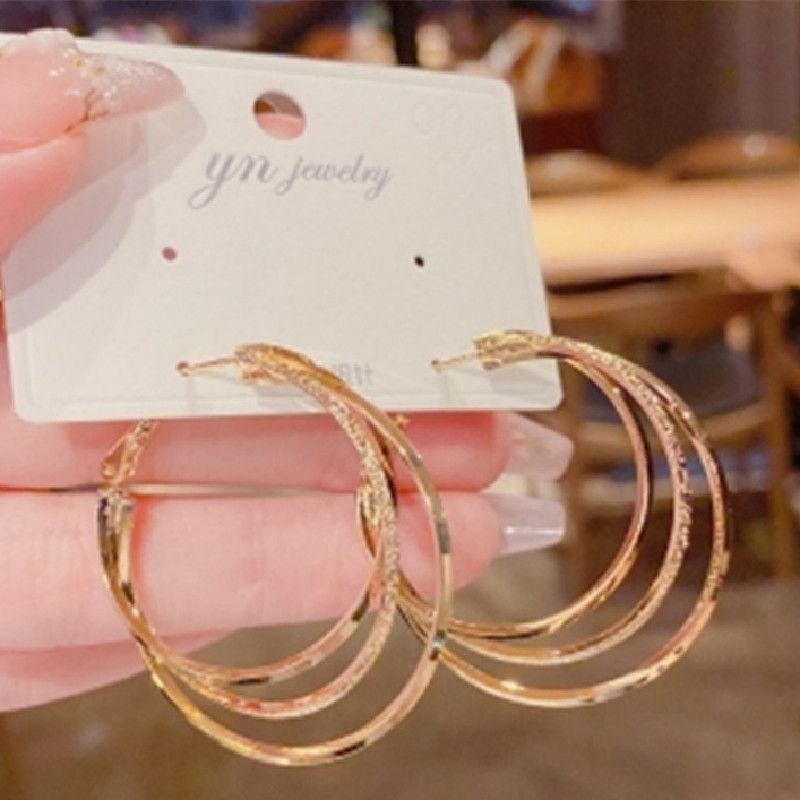 Special Offer @ Korean 2025 New Trendy Multi-layer Large Hoop Fashionable Elegant Goddess Style Exaggerated Earrings For_voghion.com